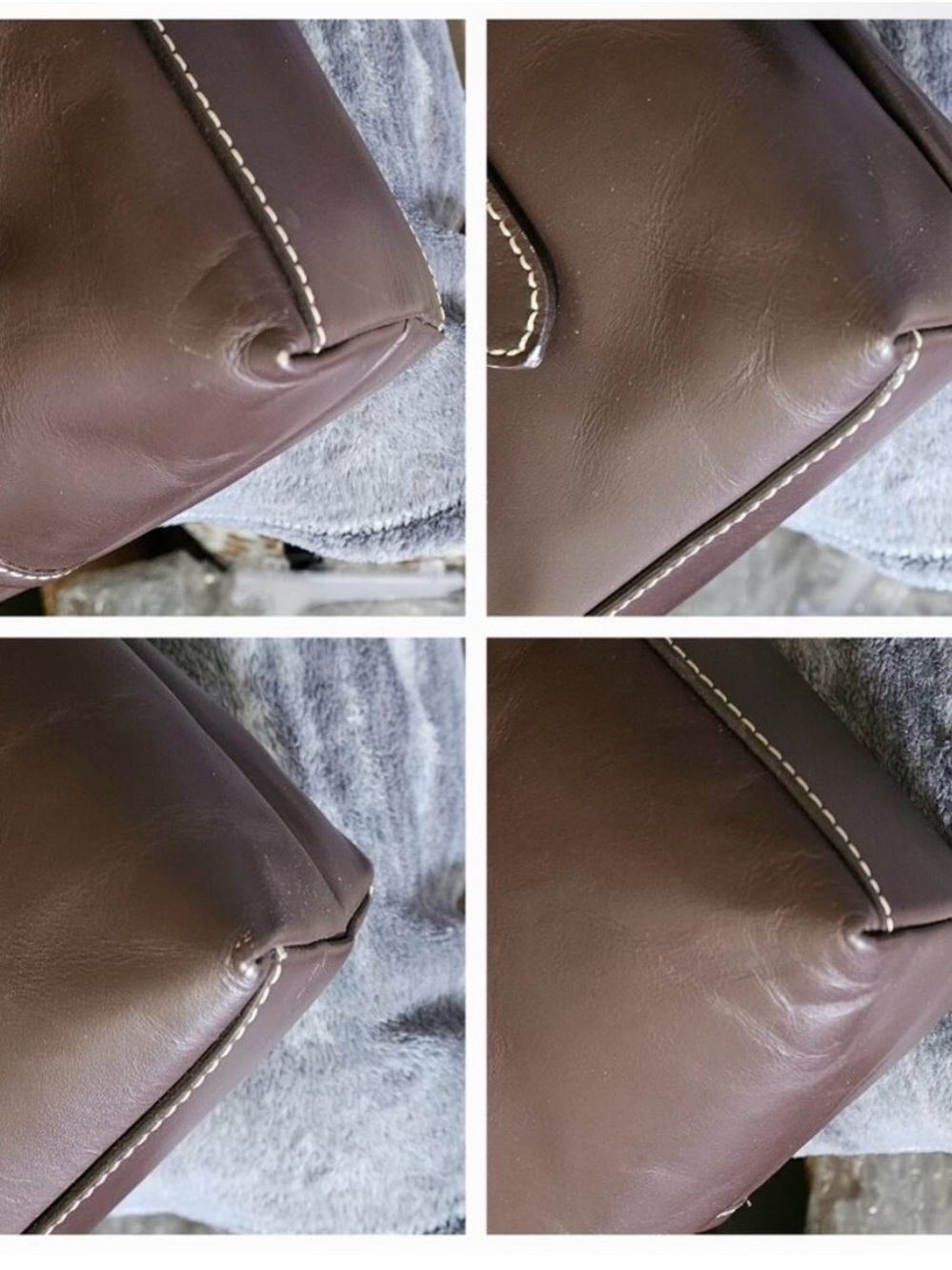 Classic Brown Leather Tote Handbag with Front Pockets - Picture 5 of 9